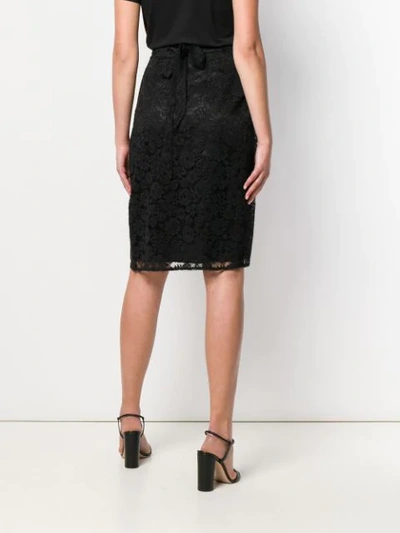 Shop Pinko Rebrodé Fringed Lace Skirt In Black