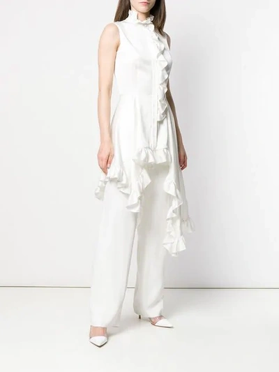 Shop Alexander Mcqueen Ruffled Asymmetric Shirt In White