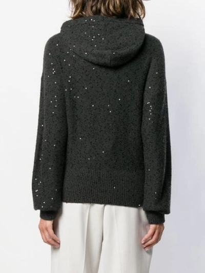 Shop Brunello Cucinelli Sequin Hoodie In Grey