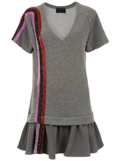 Shop Andrea Bogosian Embroidered Dress In Grey