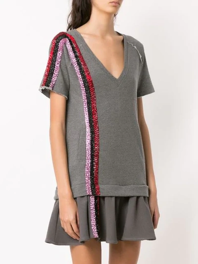 Shop Andrea Bogosian Embroidered Dress In Grey