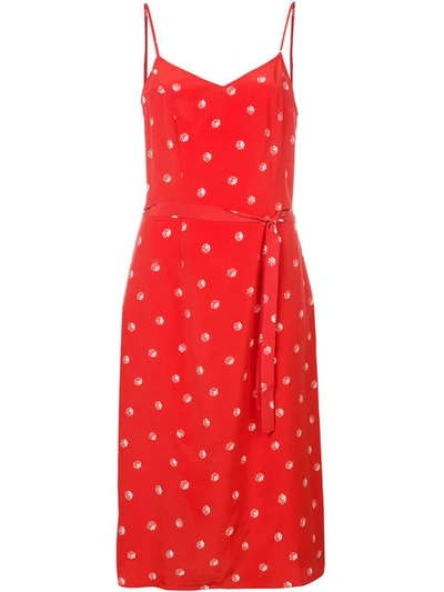 Shop Harley Viera-newton Dice Print Belted Slip Dress In Red