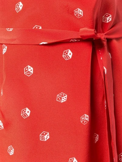 Shop Harley Viera-newton Dice Print Belted Slip Dress In Red