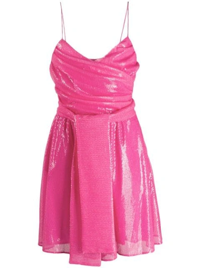 Shop Msgm Sequin Detail Wrap Dress In Pink