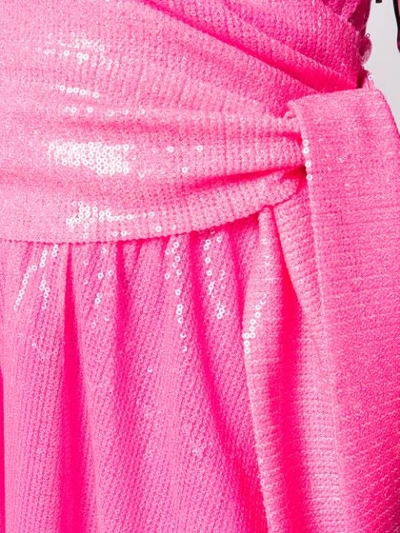 MSGM 亮片细节裹身式连衣裙 - 粉色