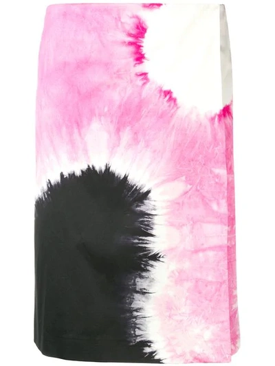 Shop Prada Wrap Style Skirt In F004p Black Pink