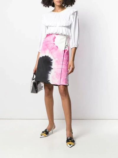 Shop Prada Wrap Style Skirt In F004p Black Pink