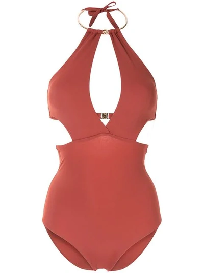 Shop Moeva Leslie Cutout Swimsuit In Red
