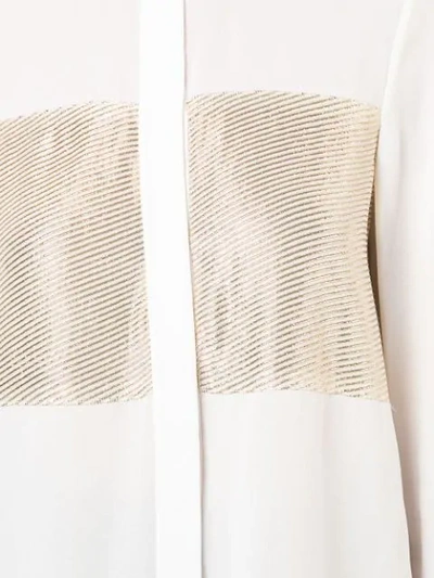 Shop Derek Lam Collarless Blouse With Lame Stripe In White-gold