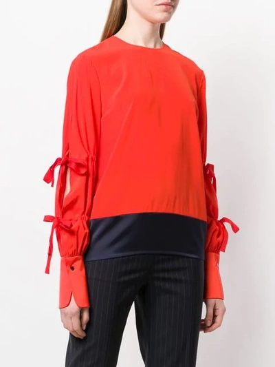 Shop Victoria Victoria Beckham Sleeve Tie Fastenings Blouse In Red