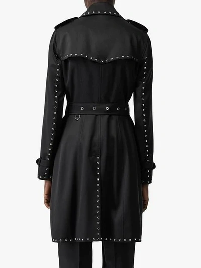 Shop Burberry Stud Detail Silk Satin Trench Coat In Black