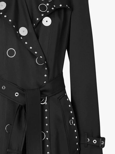 Shop Burberry Stud Detail Silk Satin Trench Coat In Black