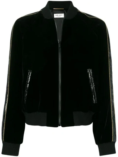 Shop Saint Laurent Teddy Velvet Jacket In Black