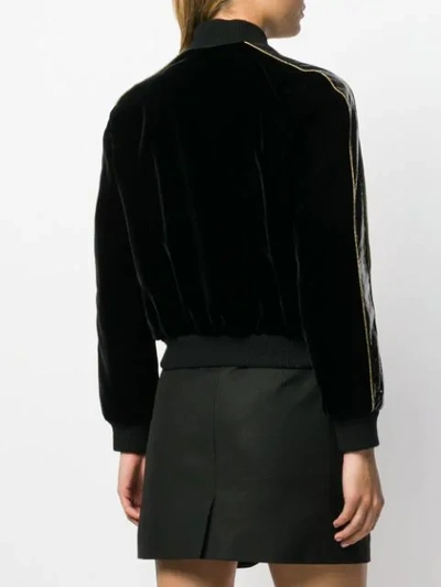 Shop Saint Laurent Teddy Velvet Jacket In Black