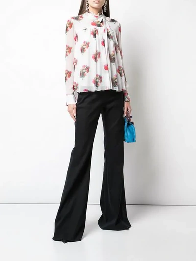 Shop Adam Lippes High Neck Floral Print Blouse In White