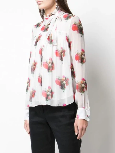 Shop Adam Lippes High Neck Floral Print Blouse In White