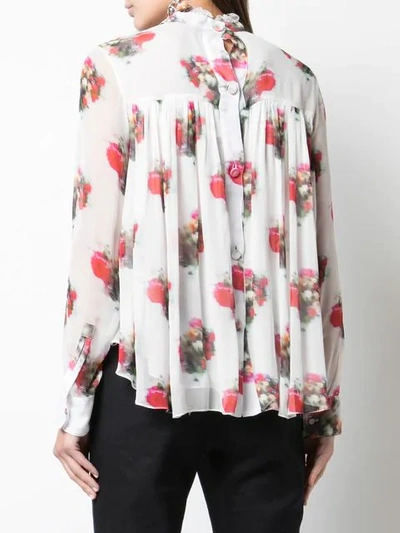 Shop Adam Lippes High Neck Floral Print Blouse In White