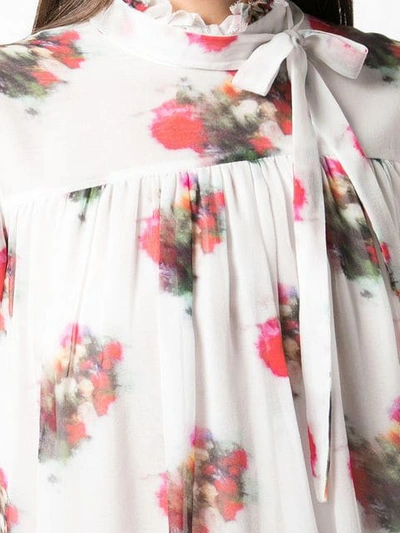 ADAM LIPPES HIGH NECK FLORAL PRINT BLOUSE - 白色