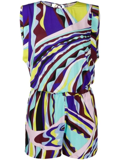 Shop Emilio Pucci Sleeveless Playsuit In Blue