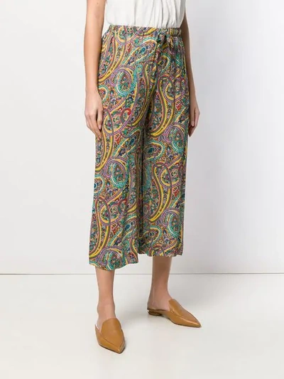 Shop Etro Floral Print Cropped Trousers In Yellow