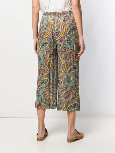 Shop Etro Floral Print Cropped Trousers In Yellow