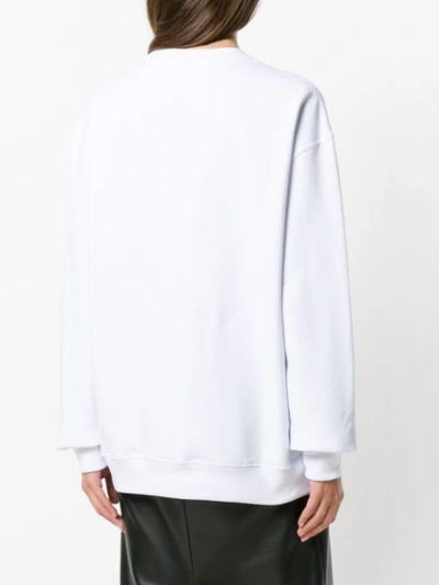 Shop Msgm Sequin Logo Sweatshirt - White