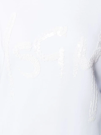 Shop Msgm Sequin Logo Sweatshirt - White
