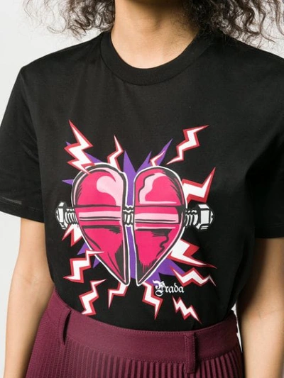 Shop Prada Heart Printed T-shirt In Black