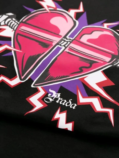 Shop Prada Heart Printed T-shirt In Black