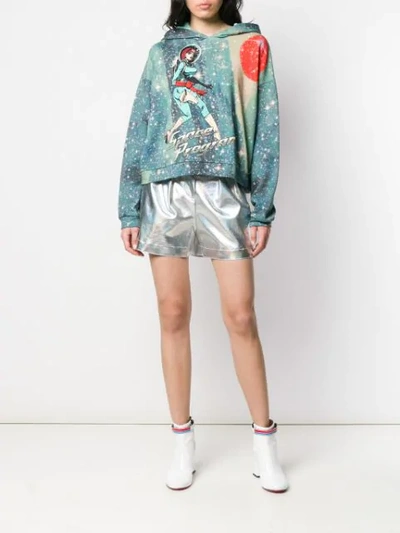 Shop Pinko Space Program Printed Hoodie In Green