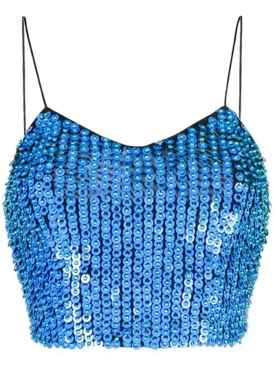 Shop Alice And Olivia Archer Cropped Top In Blue