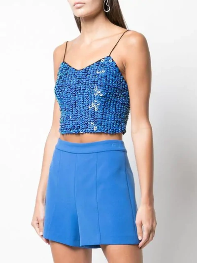 Shop Alice And Olivia Archer Cropped Top In Blue