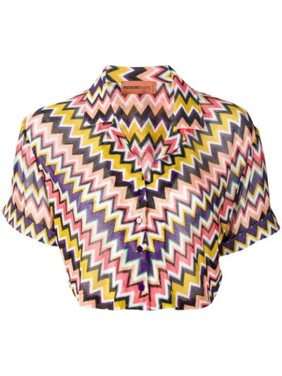 Shop Missoni Zig-zag Cropped Shirt In Pink