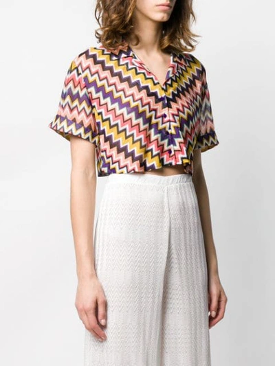 Shop Missoni Zig-zag Cropped Shirt In Pink