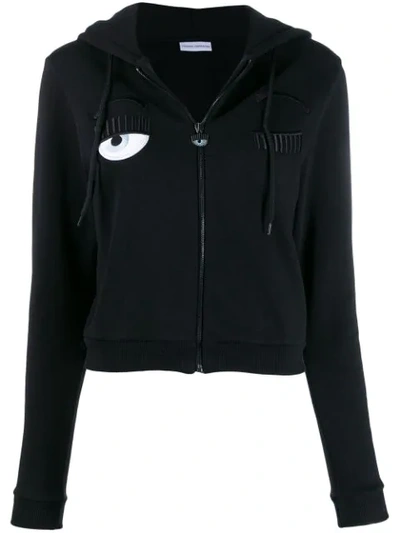 Shop Chiara Ferragni Fitted Hoodie Jacket In Black