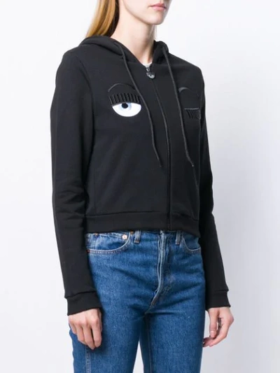 Shop Chiara Ferragni Fitted Hoodie Jacket In Black