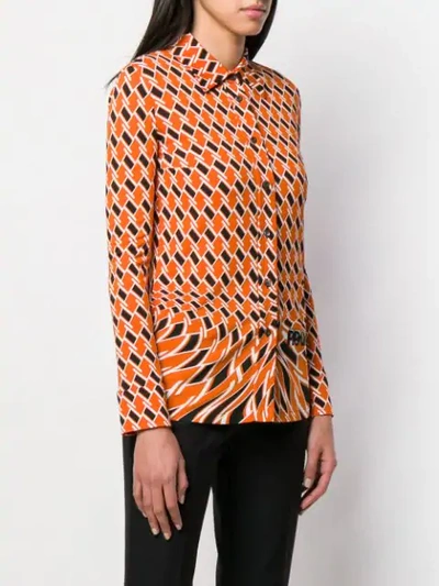 Shop Prada Geometric Patterned Shirt In Orange