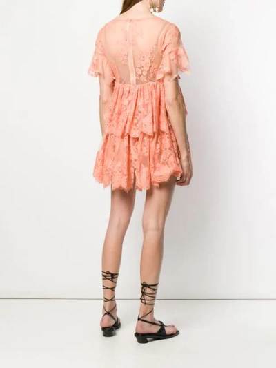 Shop Aniye By V-neck Lace Mini Dress - Orange