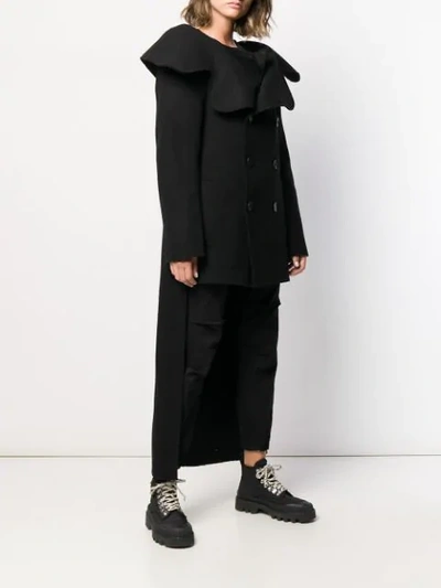 Pre-owned Yohji Yamamoto Ruffled Peacoat In Black