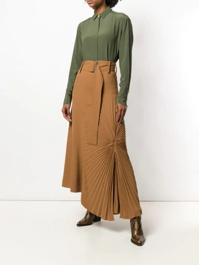 Shop Victoria Beckham Pleated Circle Skirt In Brown