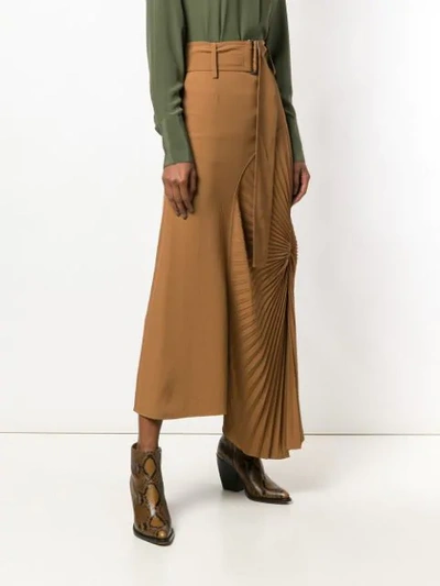 Shop Victoria Beckham Pleated Circle Skirt In Brown