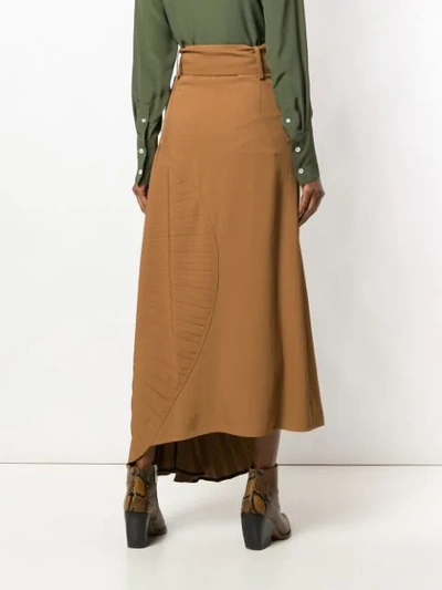 Shop Victoria Beckham Pleated Circle Skirt In Brown