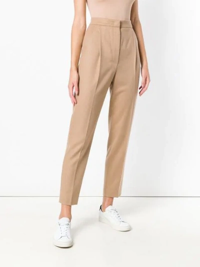Shop Max Mara High-waisted Trousers - Neutrals