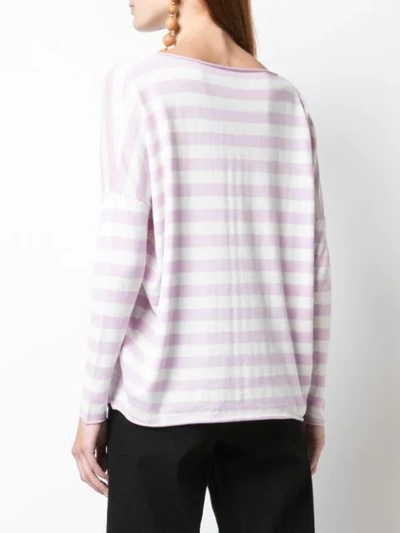 Shop Allude Gestreifter Pullover In Purple