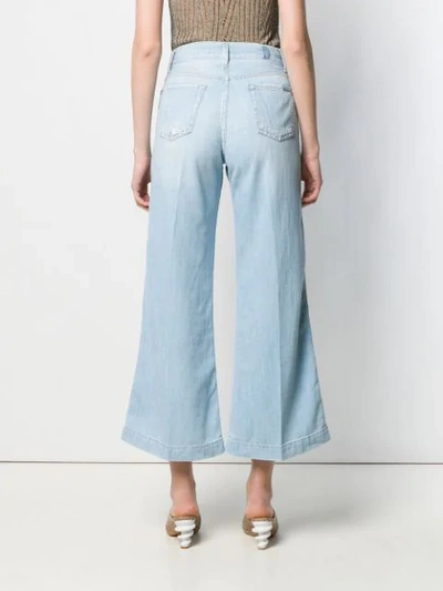 Shop 7 For All Mankind Cropped Flared Denim Jeans In Blue