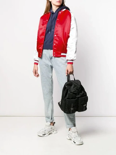 Shop Calvin Klein Jeans Est.1978 Calvin Klein Jeans Two-tone Bomber Jacket - Red