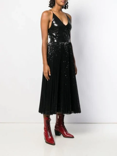 Shop Msgm Sequin Pleated Maxi Dress In Black