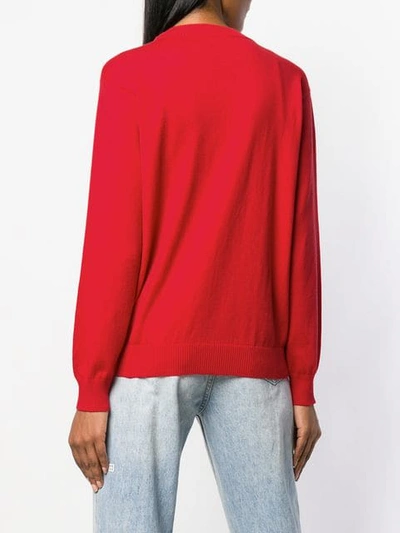 Shop Love Moschino Logo Intarsia Jumper In Red