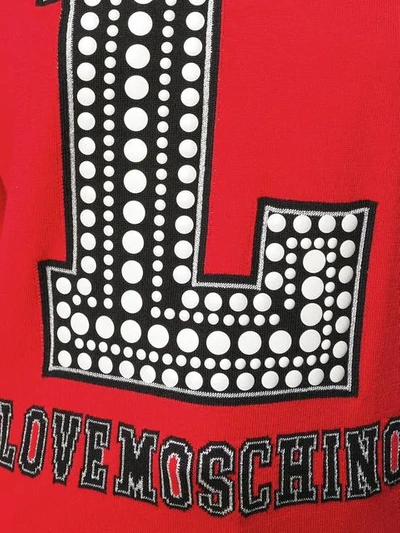Shop Love Moschino Logo Intarsia Jumper In Red