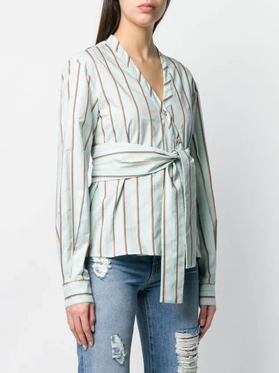 Shop Pinko Stripped Blouse In Green